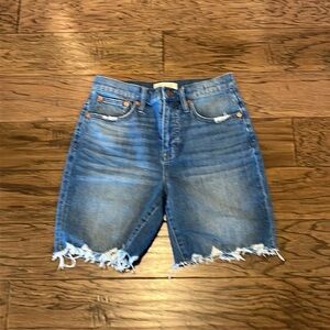 Madewell High Rise Denim Mid Length Shorts Size 25